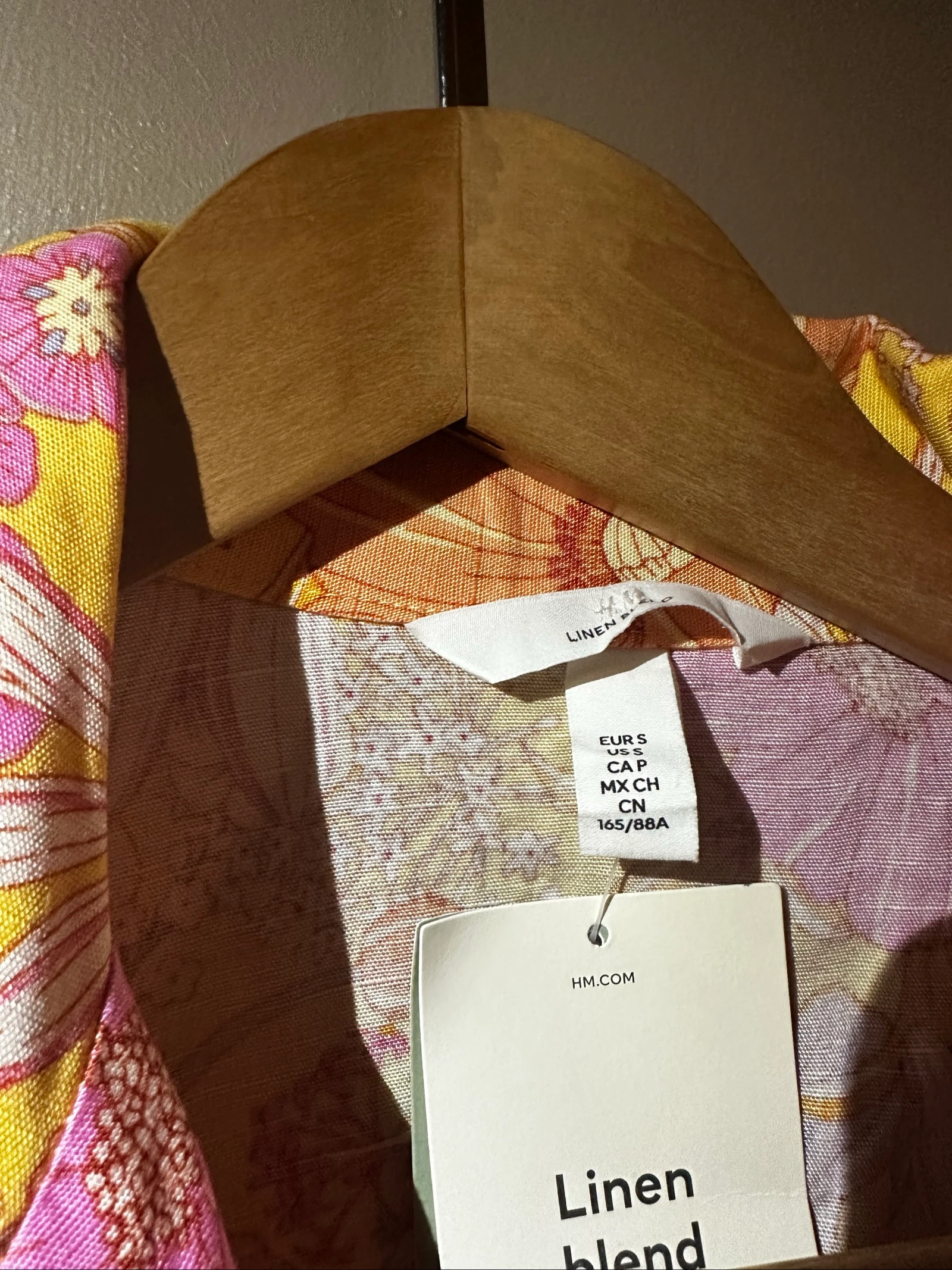 H&M Linnen Bloemen Geel/Roze (Overhemd + Short) Maat S-nieuw met etiket – photo 5